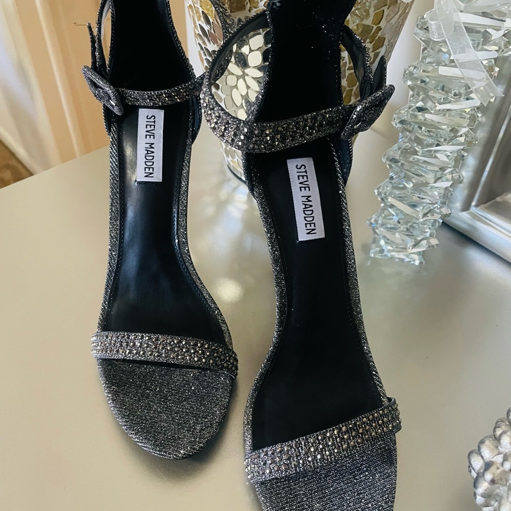 Steve Madden Silver Glitter Heels